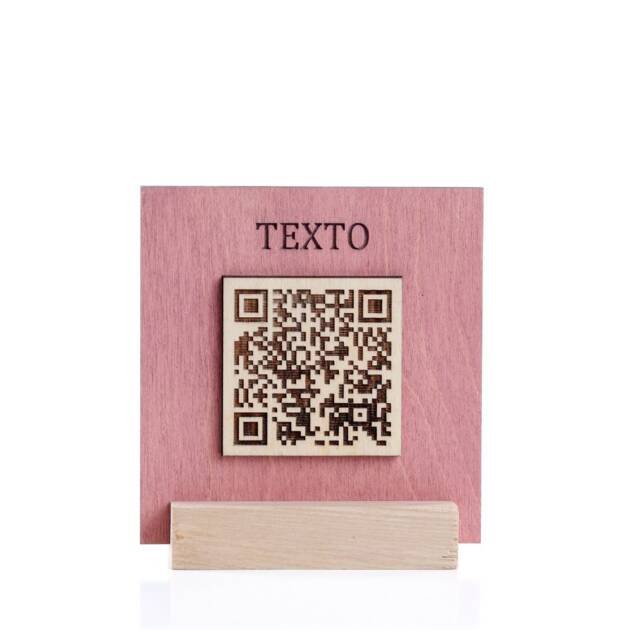 Letrero de madera con código QR